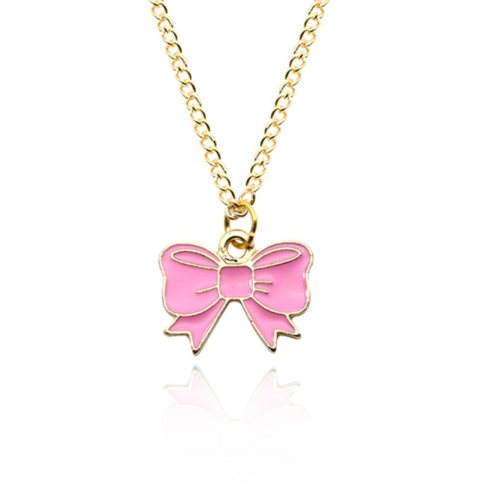 🎀 NEW Pink Bow Gold Necklace